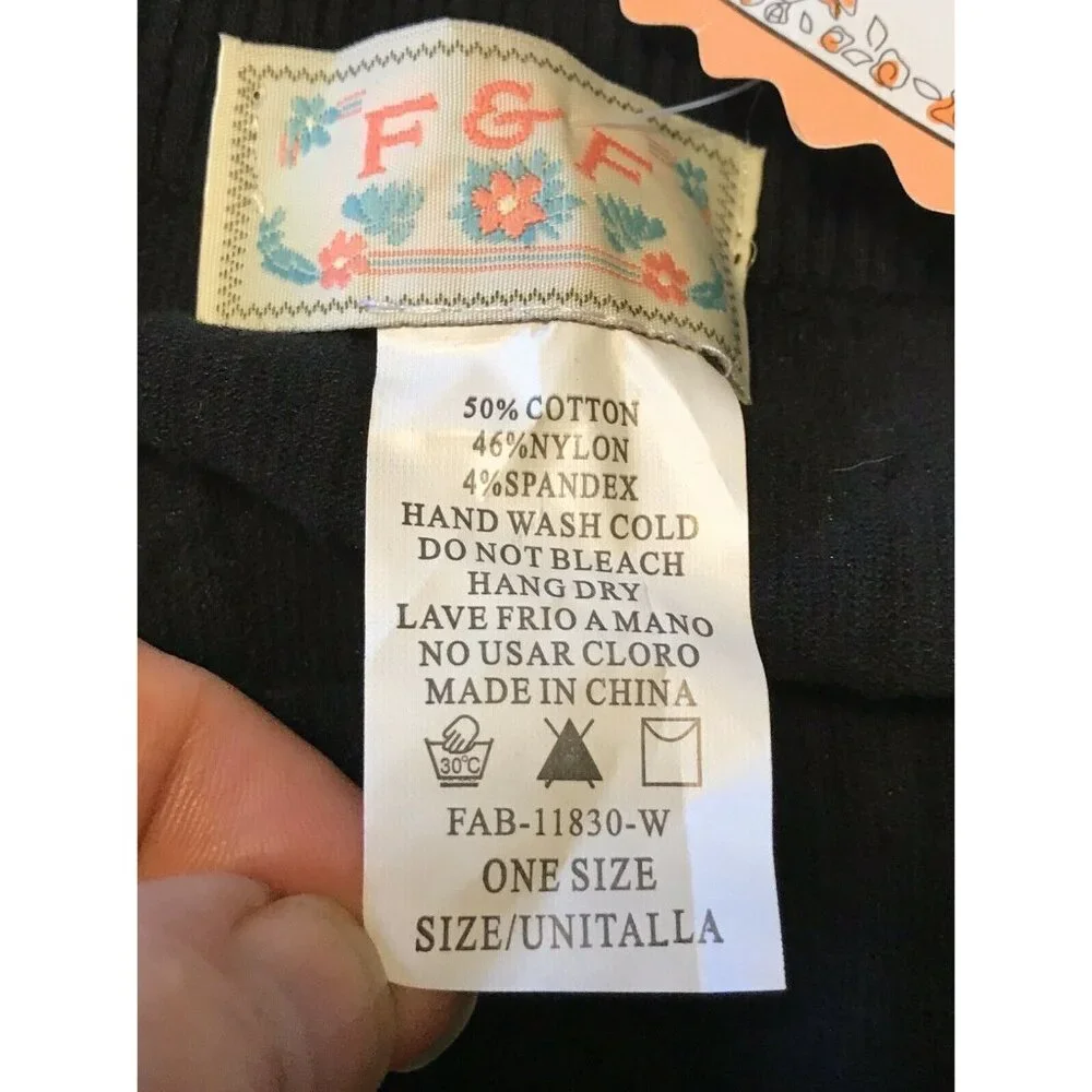 Fabric And Fabric Girl's One Size Leggings Cable Knit Black New With Tags